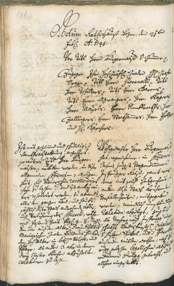 Archivio Storico della Città di Bolzano - BOhisto protocollo consiliare 1747/50 