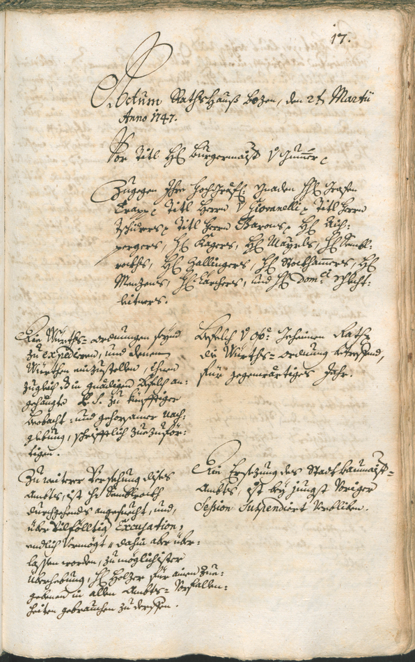 Stadtarchiv Bozen - BOhisto Ratsprotokoll 1747/50 