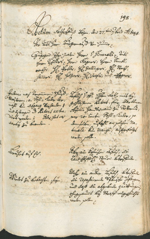 Civic Archives of Bozen-Bolzano - BOhisto Ratsprotokoll 1747/50 