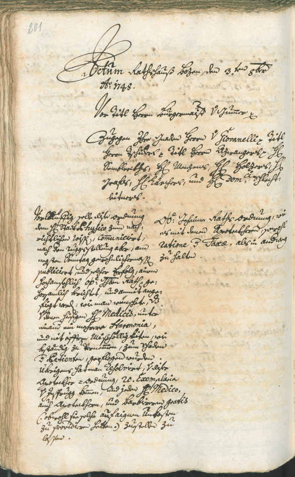 Archivio Storico della Città di Bolzano - BOhisto protocollo consiliare 1747/50 