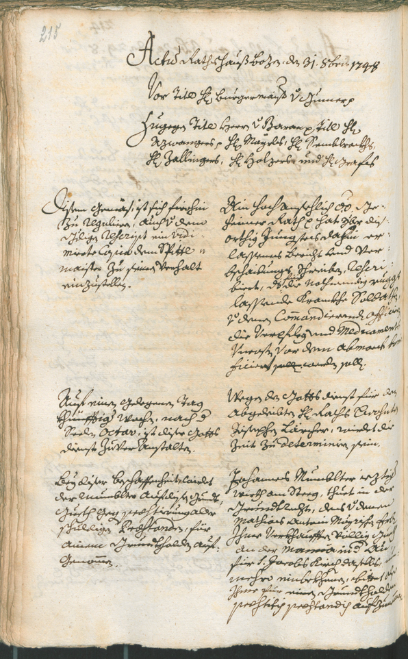 Archivio Storico della Città di Bolzano - BOhisto protocollo consiliare 1747/50 