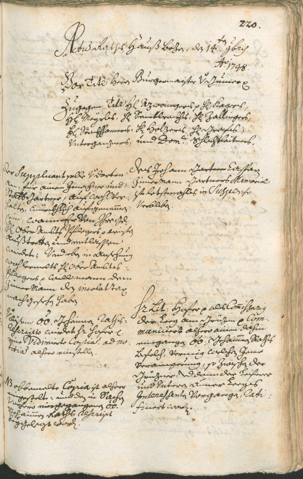 Archivio Storico della Città di Bolzano - BOhisto protocollo consiliare 1747/50 