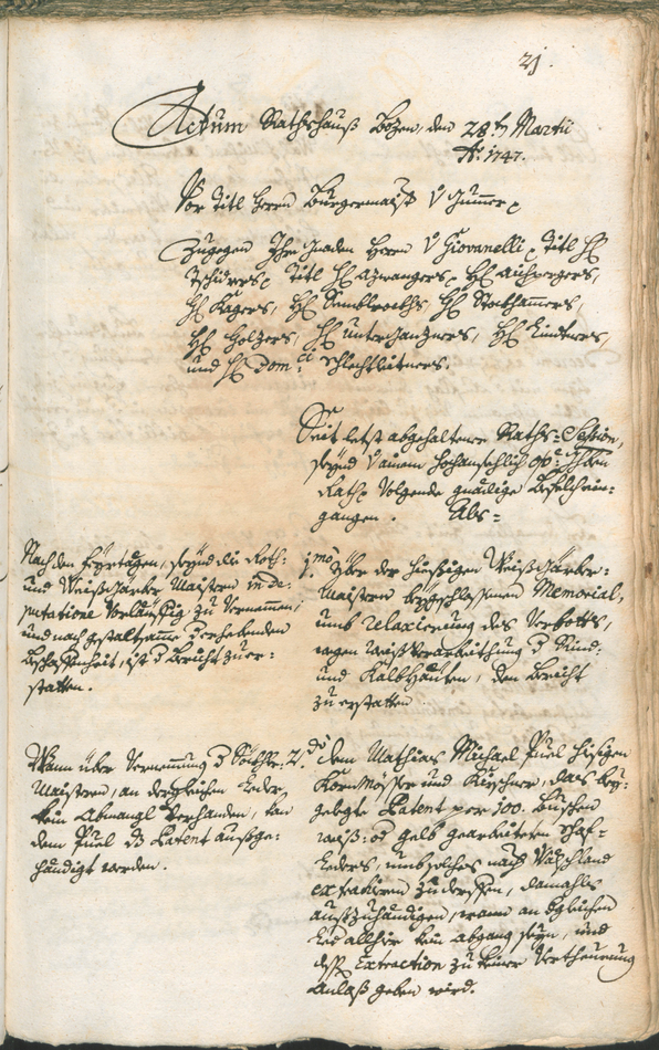 Archivio Storico della Città di Bolzano - BOhisto protocollo consiliare 1747/50 