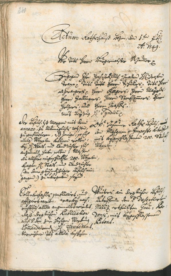 Stadtarchiv Bozen - BOhisto Ratsprotokoll 1747/50 