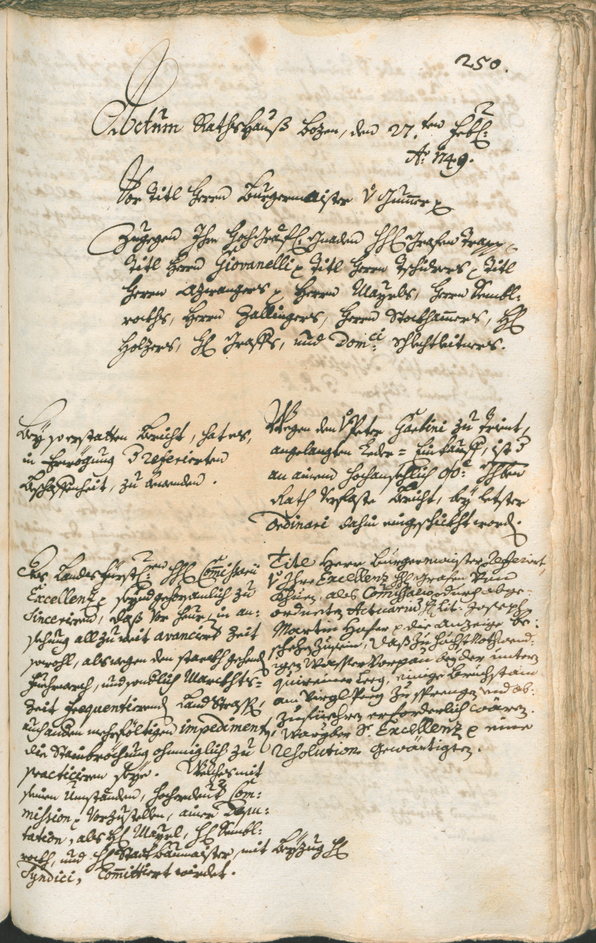 Stadtarchiv Bozen - BOhisto Ratsprotokoll 1747/50 