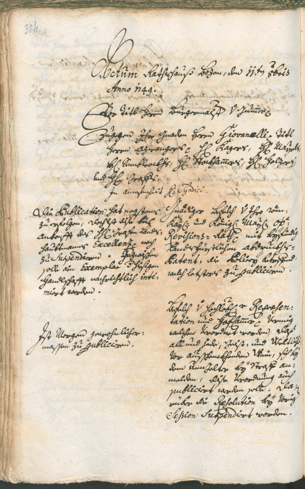 Stadtarchiv Bozen - BOhisto Ratsprotokoll 1747/50 