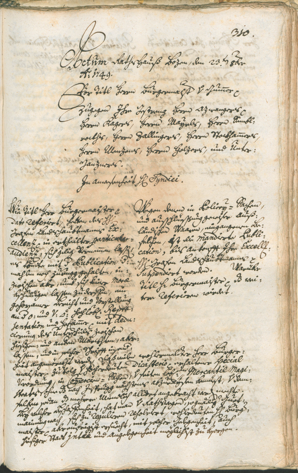 Archivio Storico della Città di Bolzano - BOhisto protocollo consiliare 1747/50 