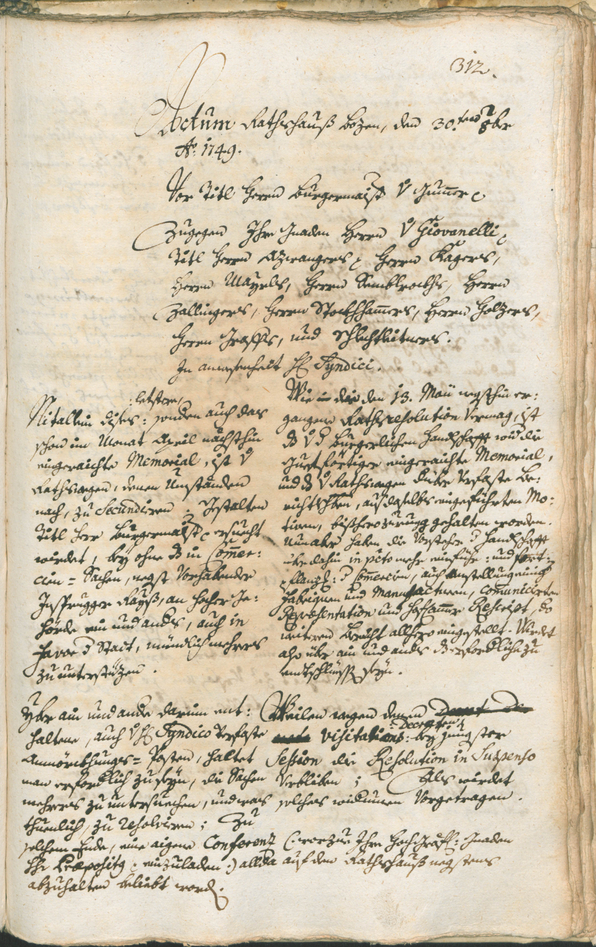 Archivio Storico della Città di Bolzano - BOhisto protocollo consiliare 1747/50 