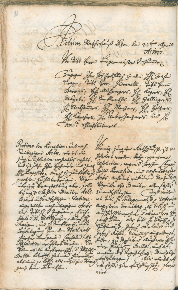 Archivio Storico della Città di Bolzano - BOhisto protocollo consiliare 1747/50 