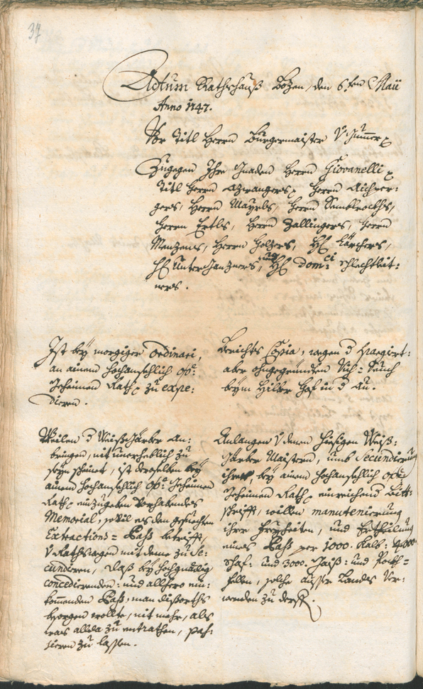 Civic Archives of Bozen-Bolzano - BOhisto Ratsprotokoll 1747/50 