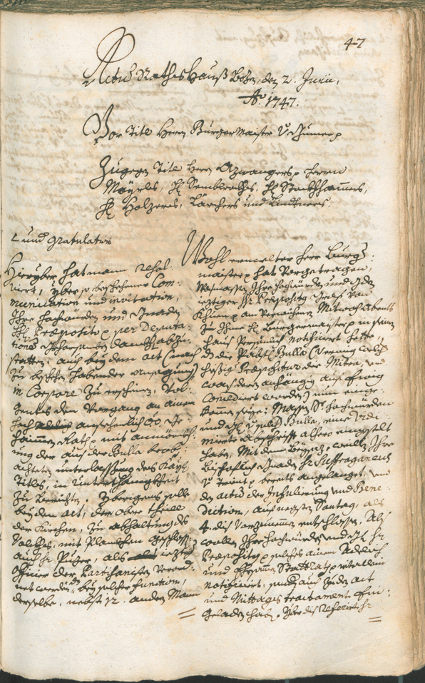 Stadtarchiv Bozen - BOhisto Ratsprotokoll 1747/50 