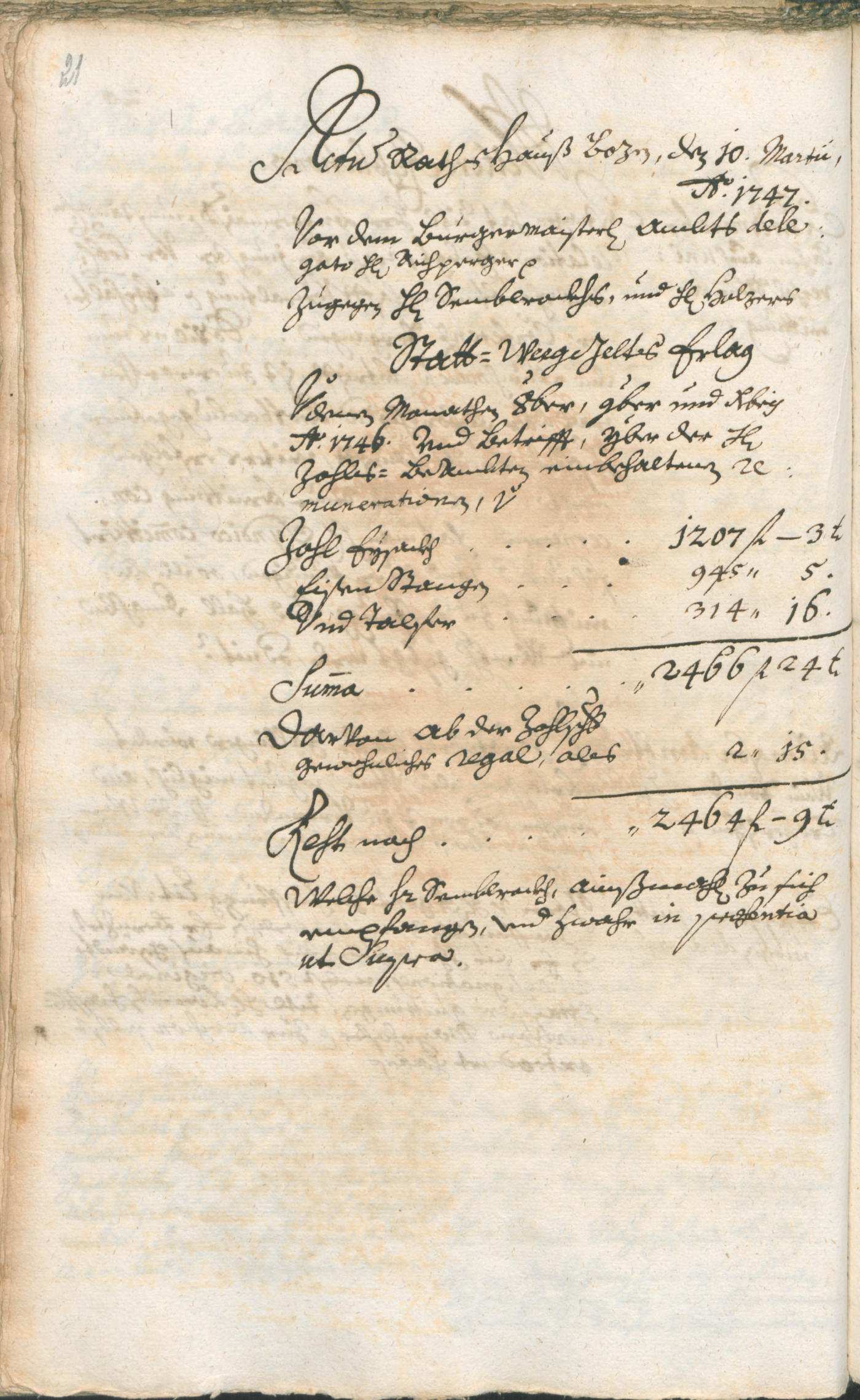 Civic Archives of Bozen-Bolzano - BOhisto Ratsprotokoll 1747/50 