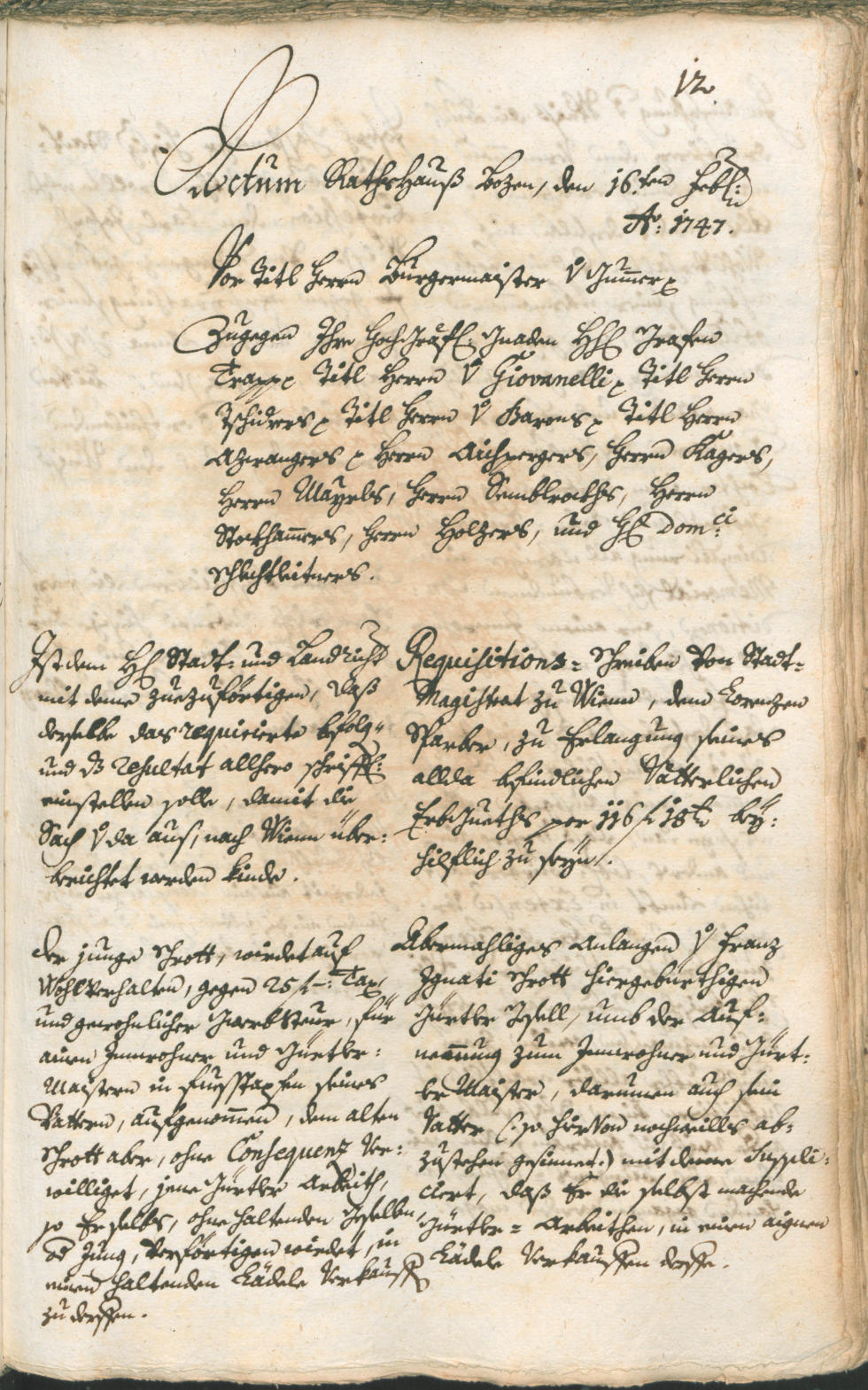 Archivio Storico della Città di Bolzano - BOhisto protocollo consiliare 1747/50 