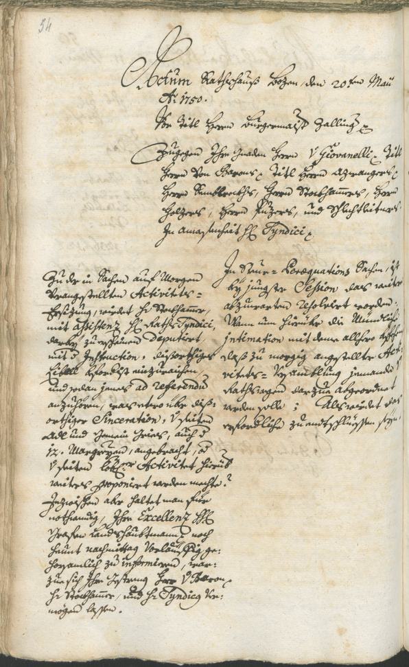 Stadtarchiv Bozen - BOhisto Ratsprotokoll 1750/53 