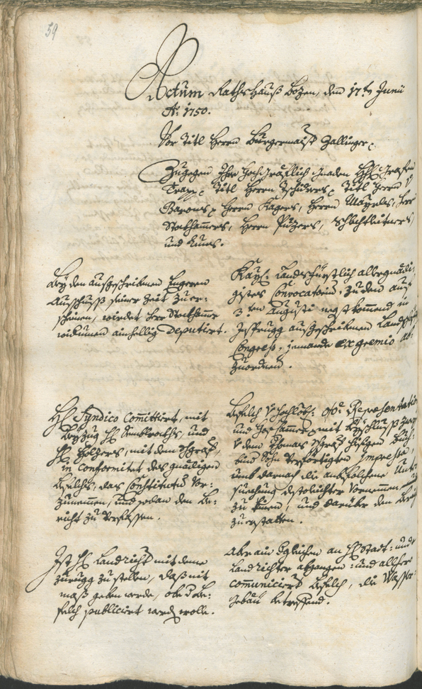 Archivio Storico della Città di Bolzano - BOhisto protocollo consiliare 1750/53 