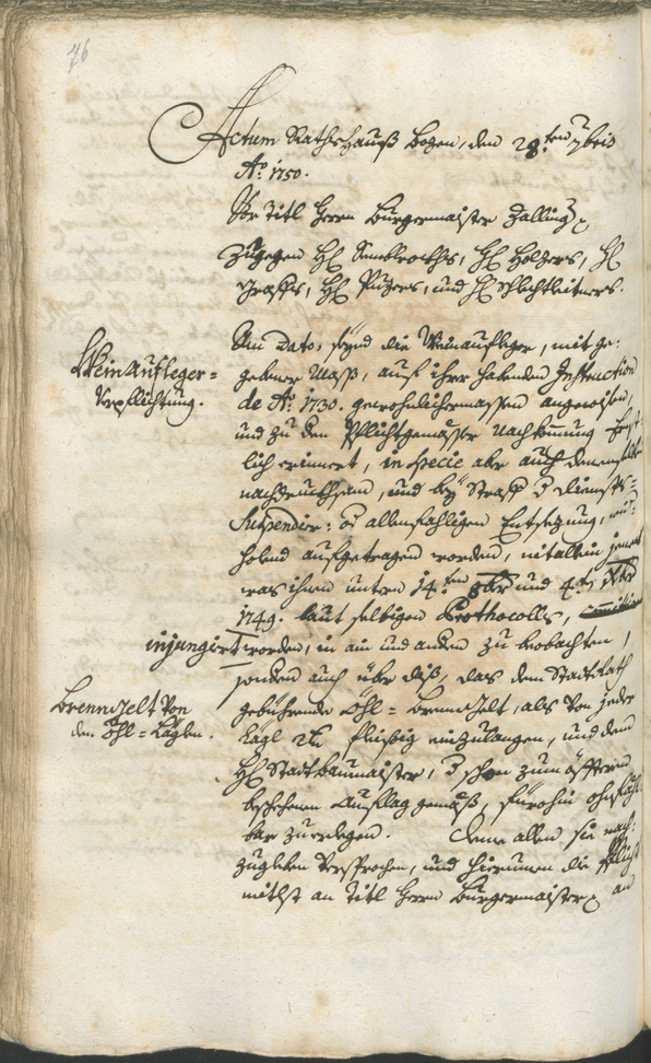 Stadtarchiv Bozen - BOhisto Ratsprotokoll 1750/53 