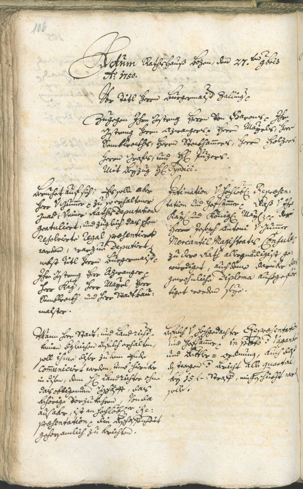 Archivio Storico della Città di Bolzano - BOhisto protocollo consiliare 1750/53 