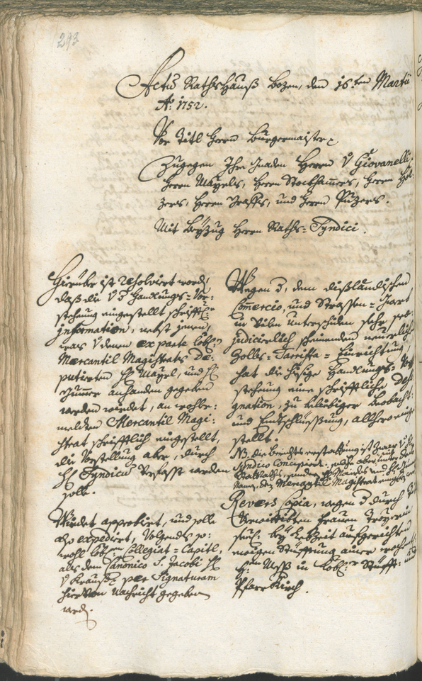 Archivio Storico della Città di Bolzano - BOhisto protocollo consiliare 1750/53 