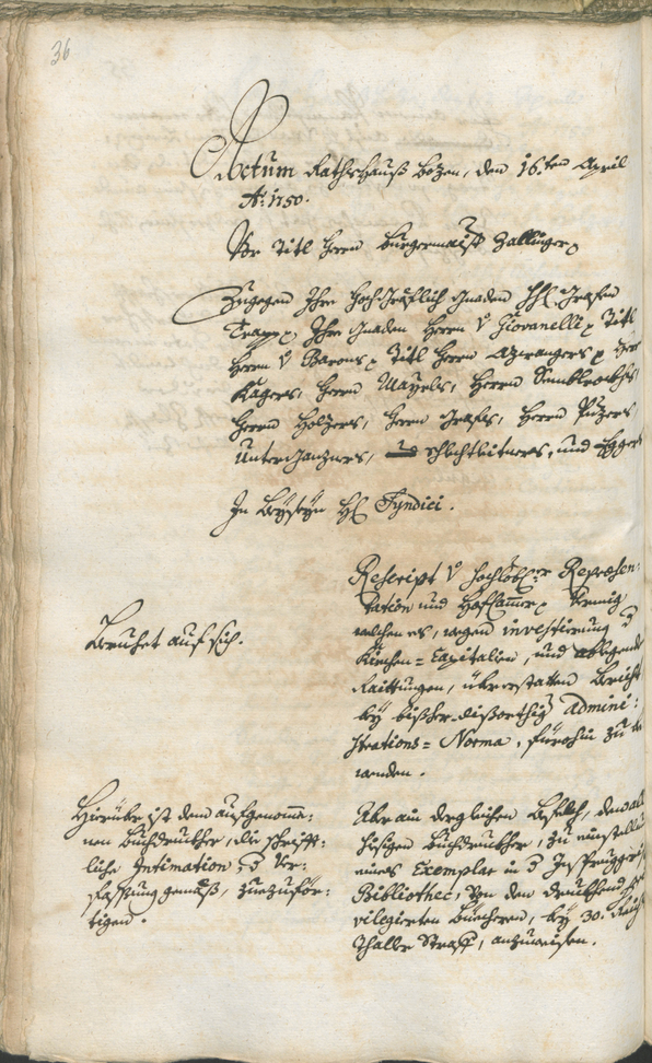 Stadtarchiv Bozen - BOhisto Ratsprotokoll 1750/53 