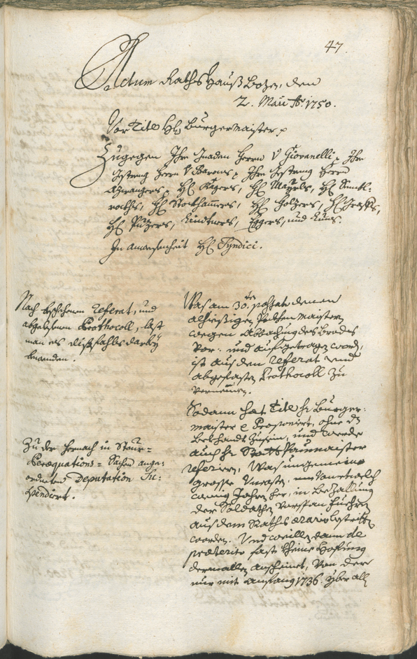 Civic Archives of Bozen-Bolzano - BOhisto Ratsprotokoll 1750/53 