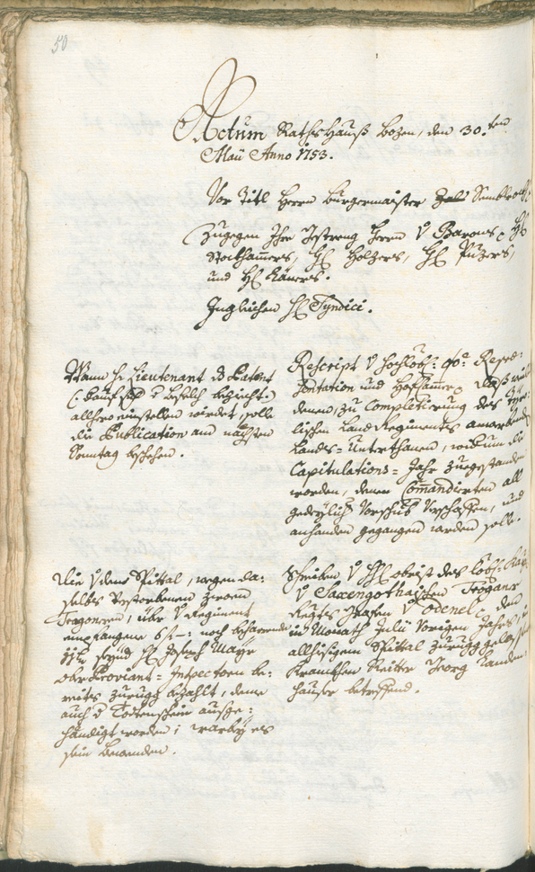 Civic Archives of Bozen-Bolzano - BOhisto Ratsprotokoll 1753/56 