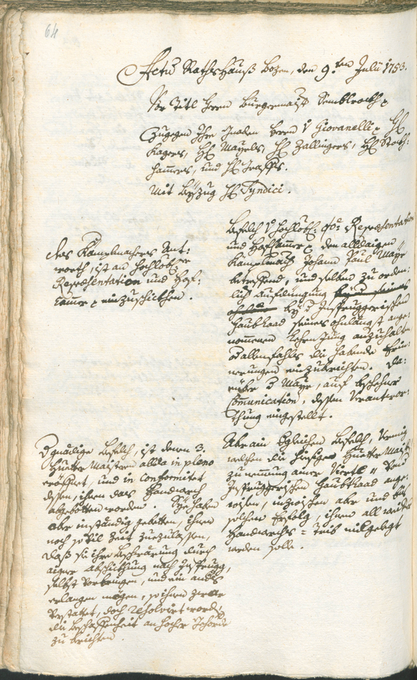 Stadtarchiv Bozen - BOhisto Ratsprotokoll 1753/56 