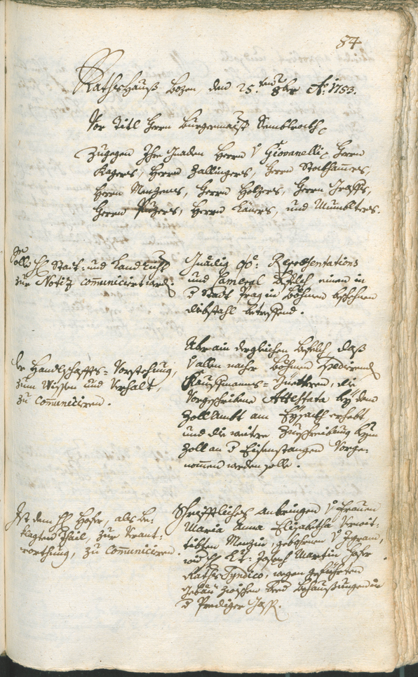 Archivio Storico della Città di Bolzano - BOhisto protocollo consiliare 1753/56 