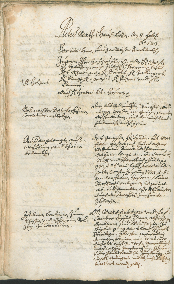 Stadtarchiv Bozen - BOhisto Ratsprotokoll 1753/56 