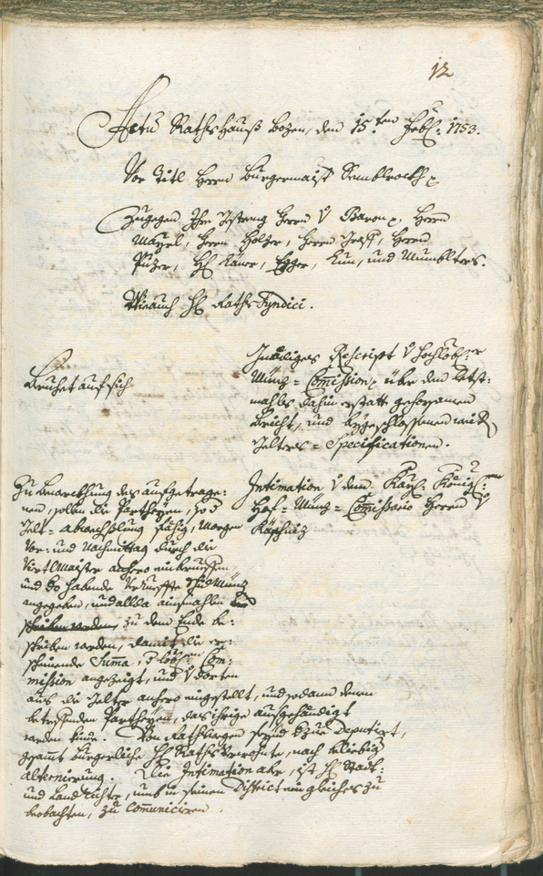 Civic Archives of Bozen-Bolzano - BOhisto Ratsprotokoll 1753/56 