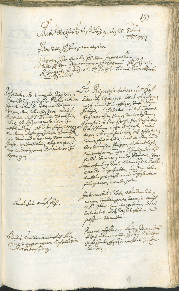 Stadtarchiv Bozen - BOhisto Ratsprotokoll 1753/56 