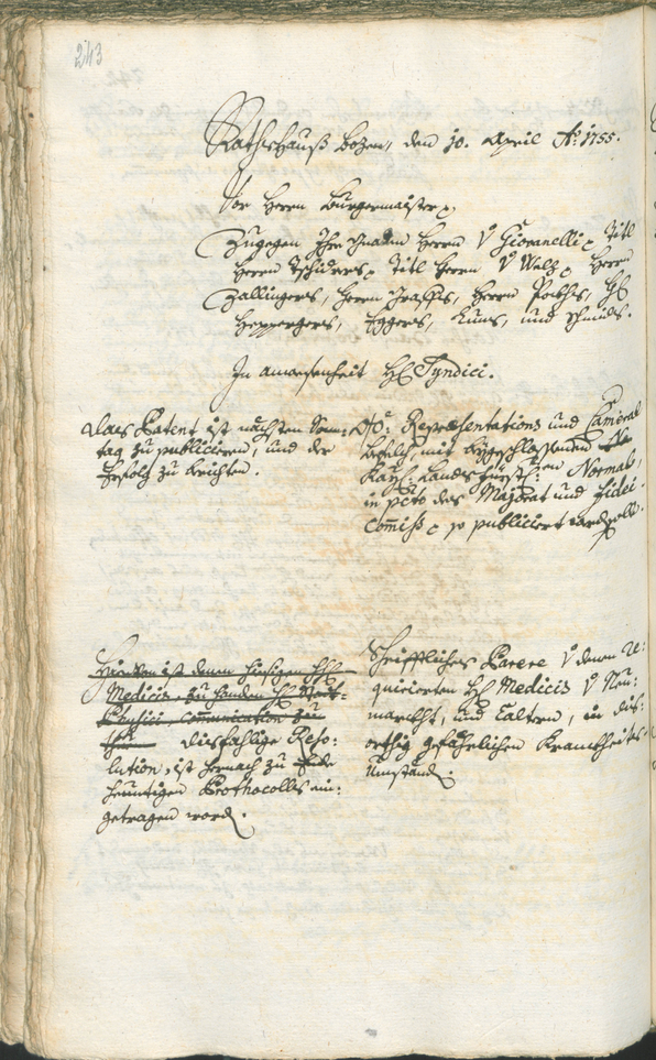 Archivio Storico della Città di Bolzano - BOhisto protocollo consiliare 1753/56 