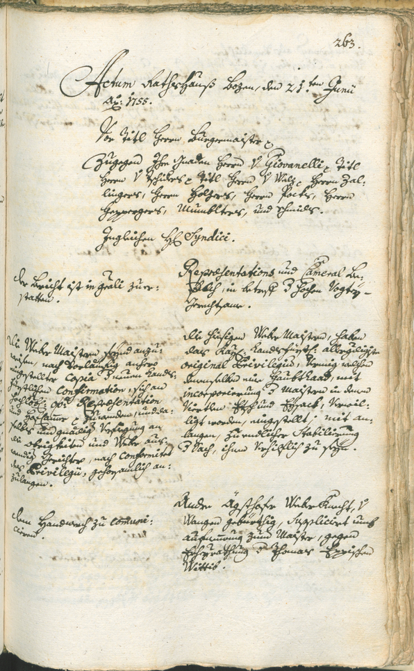 Archivio Storico della Città di Bolzano - BOhisto protocollo consiliare 1753/56 