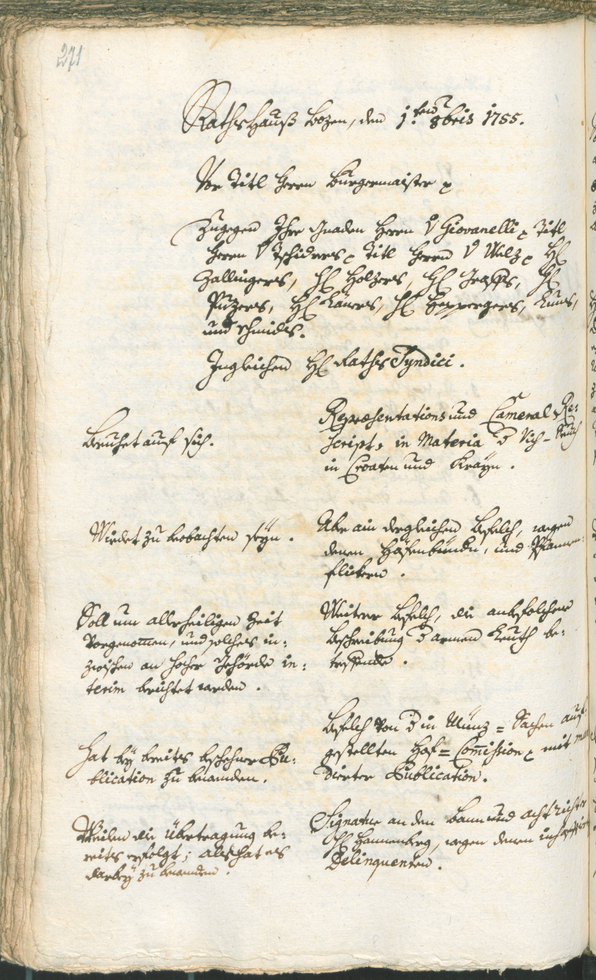 Archivio Storico della Città di Bolzano - BOhisto protocollo consiliare 1753/56 