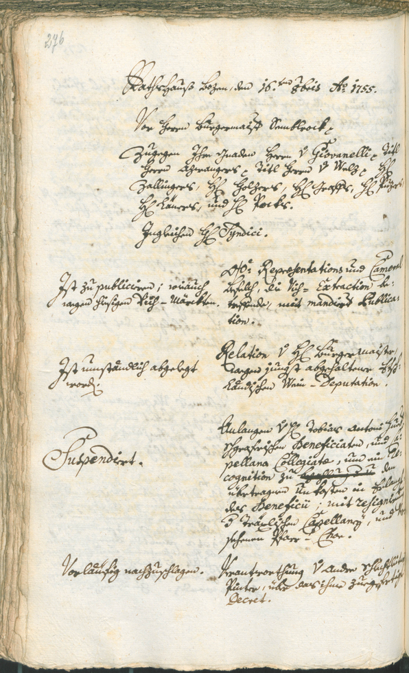 Stadtarchiv Bozen - BOhisto Ratsprotokoll 1753/56 