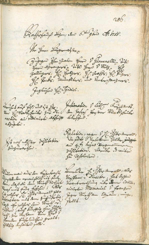 Stadtarchiv Bozen - BOhisto Ratsprotokoll 1753/56 