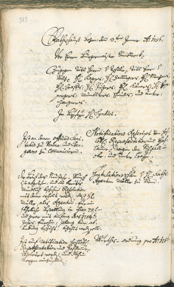 Stadtarchiv Bozen - BOhisto Ratsprotokoll 1753/56 