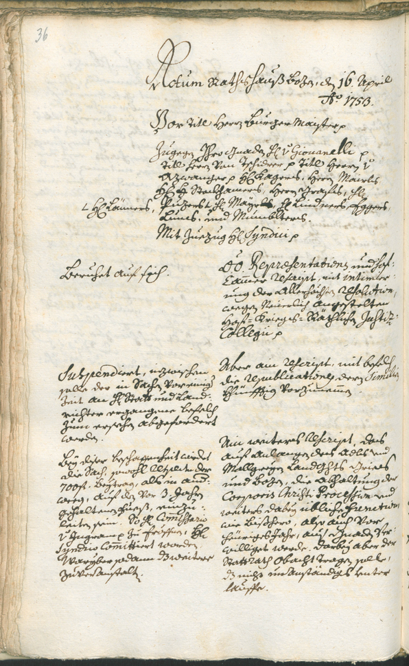 Stadtarchiv Bozen - BOhisto Ratsprotokoll 1753/56 