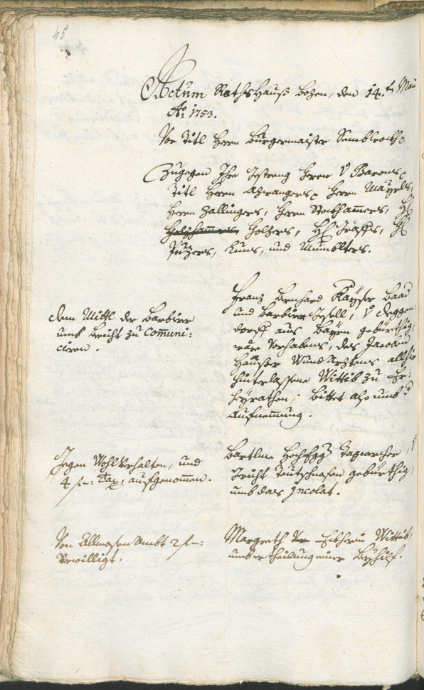 Civic Archives of Bozen-Bolzano - BOhisto Ratsprotokoll 1753/56 