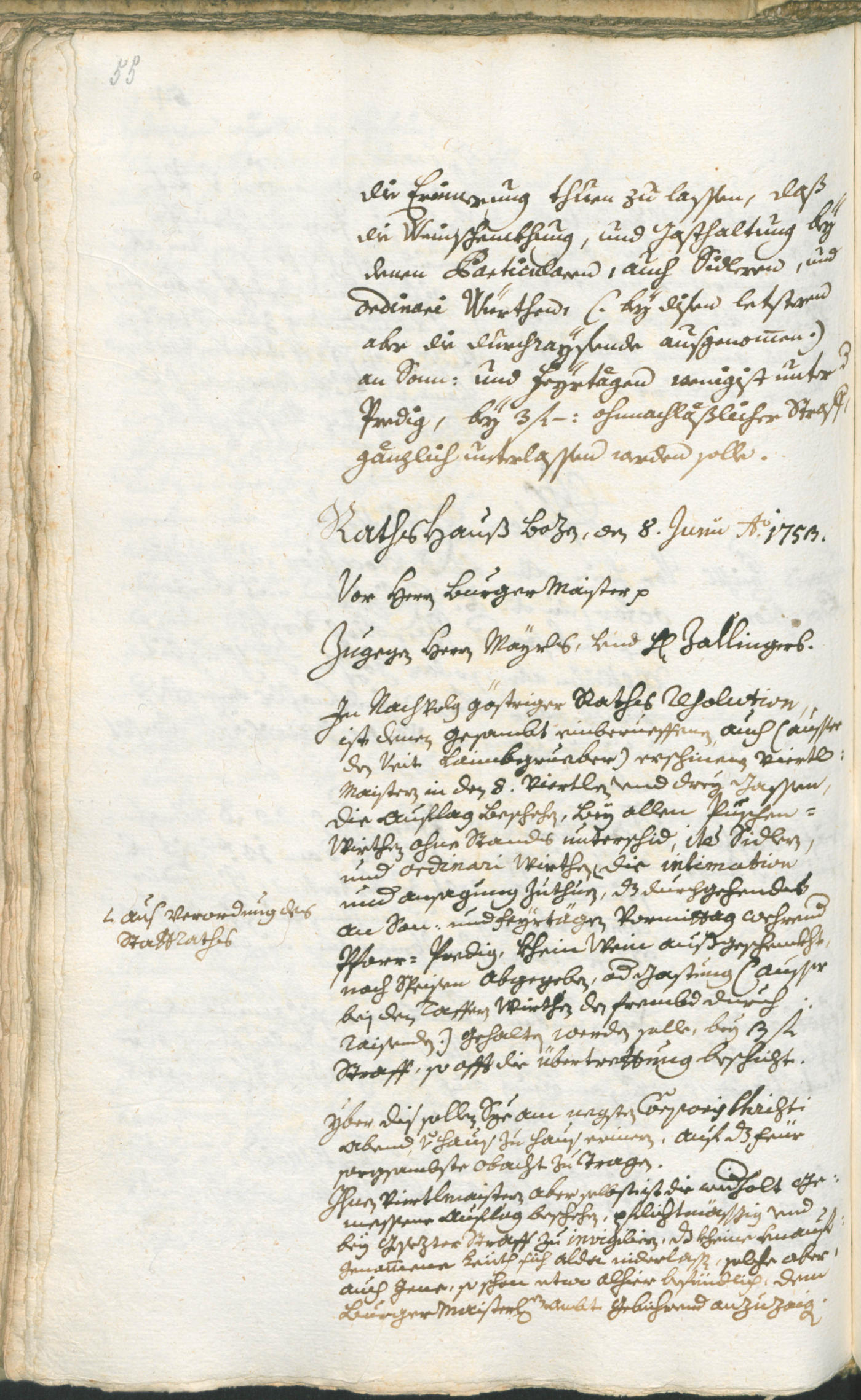 Stadtarchiv Bozen - BOhisto Ratsprotokoll 1753/56 