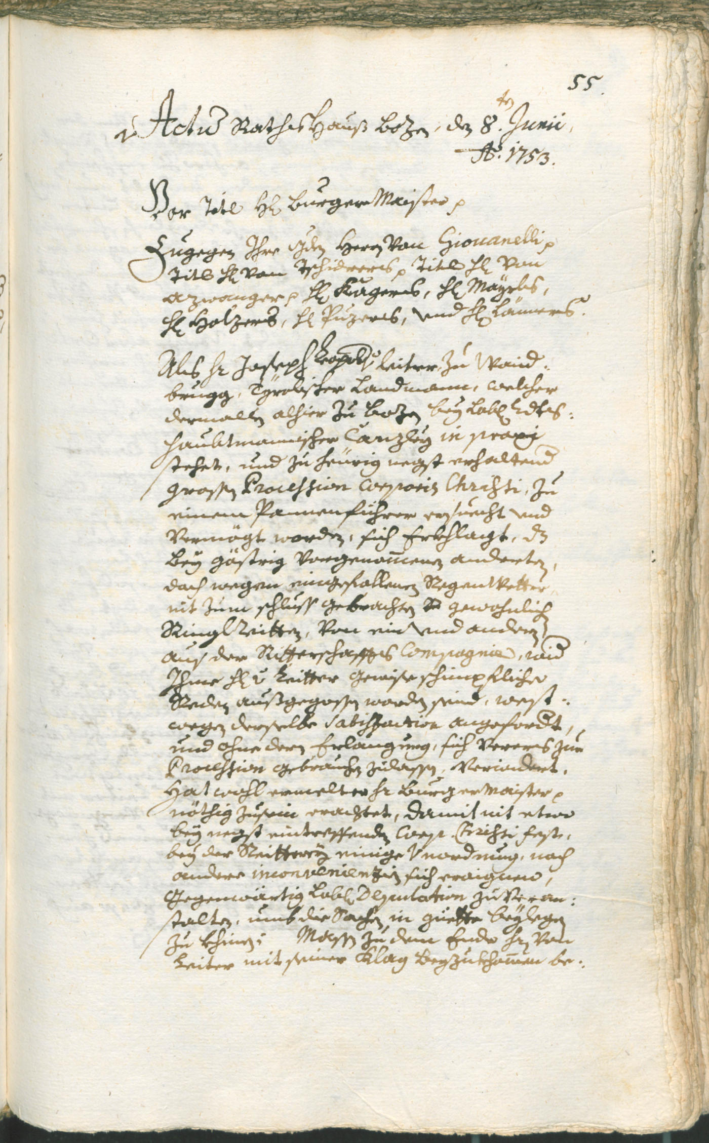 Stadtarchiv Bozen - BOhisto Ratsprotokoll 1753/56 