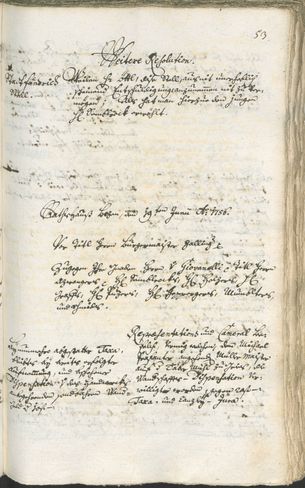 Archivio Storico della Città di Bolzano - BOhisto protocollo consiliare 1756/59 