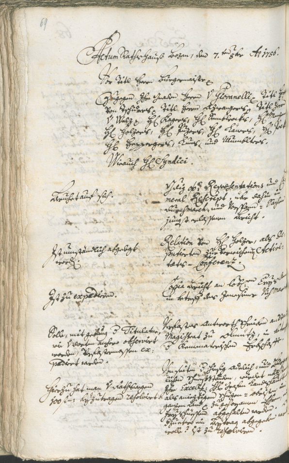 Civic Archives of Bozen-Bolzano - BOhisto Ratsprotokoll 1756/59 