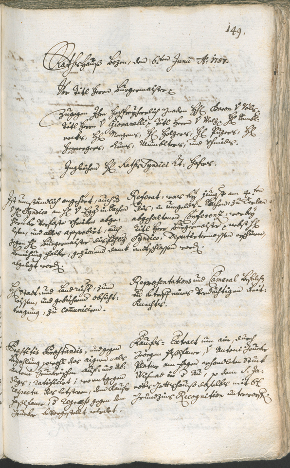 Stadtarchiv Bozen - BOhisto Ratsprotokoll 1756/59 