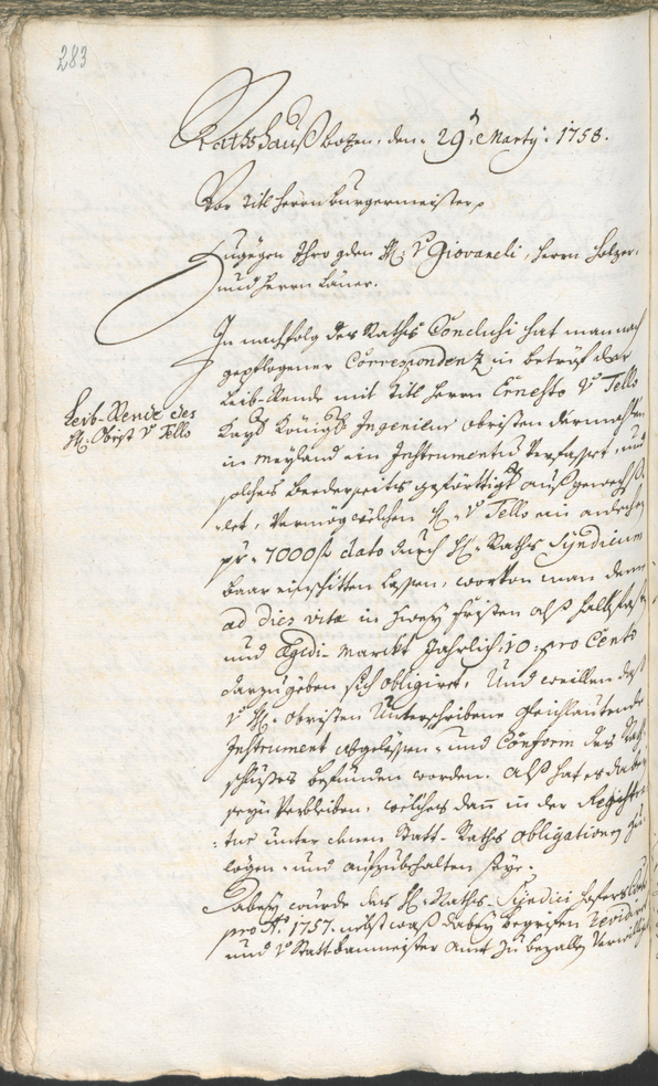 Civic Archives of Bozen-Bolzano - BOhisto Ratsprotokoll 1756/59 