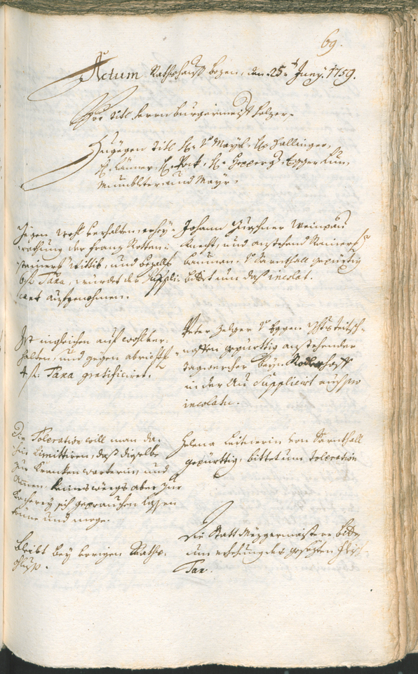 Civic Archives of Bozen-Bolzano - BOhisto Ratsprotokoll 1759/62 