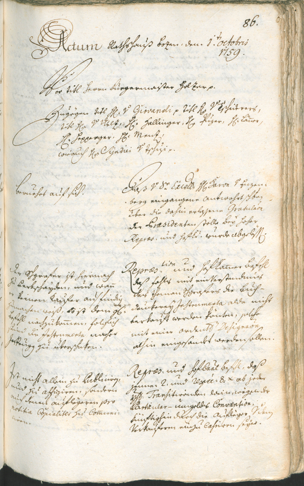 Civic Archives of Bozen-Bolzano - BOhisto Ratsprotokoll 1759/62 