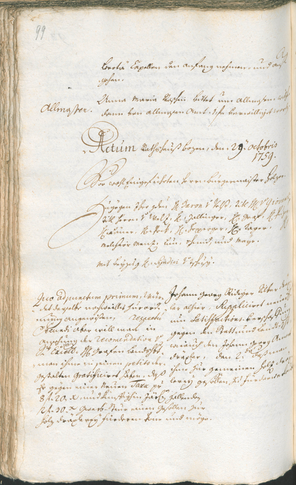 Stadtarchiv Bozen - BOhisto Ratsprotokoll 1759/62 