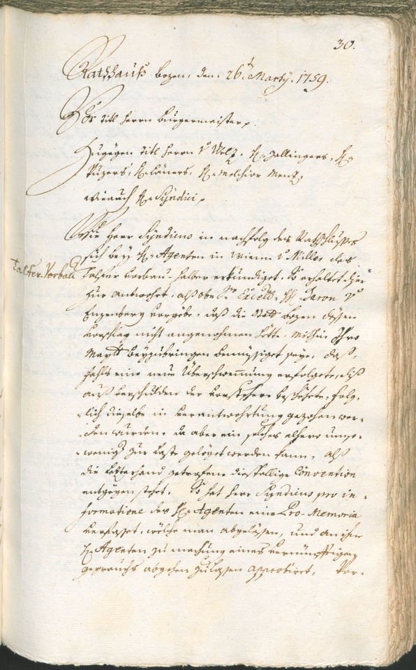 Civic Archives of Bozen-Bolzano - BOhisto Ratsprotokoll 1759/62 