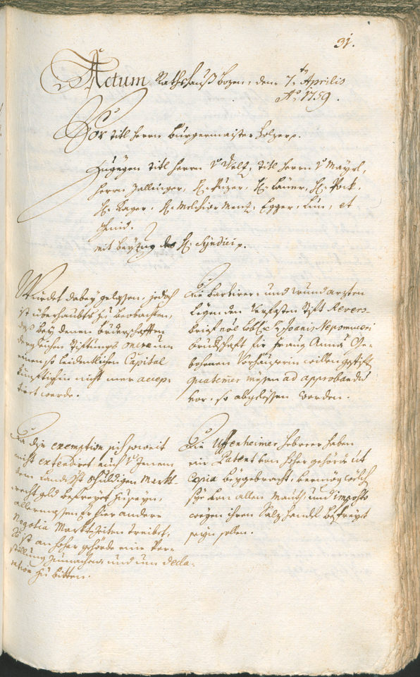 Archivio Storico della Città di Bolzano - BOhisto protocollo consiliare 1759/62 