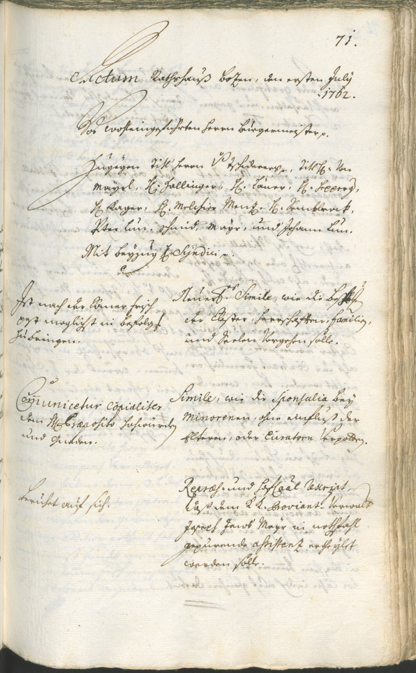 Stadtarchiv Bozen - BOhisto Ratsprotokoll 1762/65 